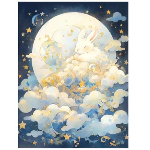 Mondkaninchen Diamond Painting Kits,40x70cm Diamond Art Painting for Adults DIY Round 5D Full Drill Crystal Rhinestone Embroidery Cross Stitch Arts Pictures Home Wall Decor von Suneve