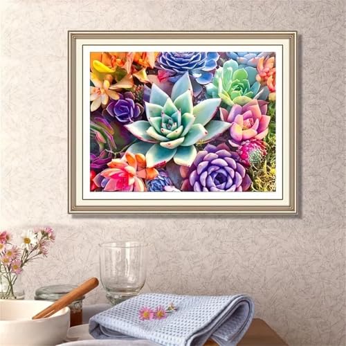 Diamond Painting Erwachsene,5D Bunte Pflanze Diamond painting Bilder Anfänger,DIY Square Full Drill Stickerei Diamant Malerei Set für Zuhause Dekor Geschenke 65x85cm von Suneve