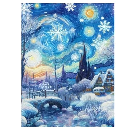 Diamond Painting Erwachsene,5D Winterstadt Diamond painting Bilder Anfänger,DIY Round Full Drill Stickerei Diamant Malerei Set für Zuhause Dekor Geschenke 55x75cm Diamond Painting Erwachsene,5D Winterstadt Diamond painting Bilder Anfänger,DIY Round Full Drill Stickerei Diamant Malerei Set für Zuhause Dekor Geschenke 55x75cm von Suneve