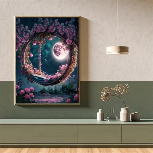 Diamond Painting Erwachsene Anfänger,5D Round Vollbohrer diamond painting set,DIY Diamant Painting Bilder Erwachsene diamant kunst Kits für Home Wanddekor,Gartenschaukel 55x75cm von Suneve