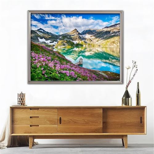 Diamond Painting Erwachsene Anfänger,5D Round Vollbohrer diamond painting set,DIY Diamant Painting Bilder Erwachsene diamant kunst Kits für Home Wanddekor,Landschaft Berg 85x105cm von Suneve