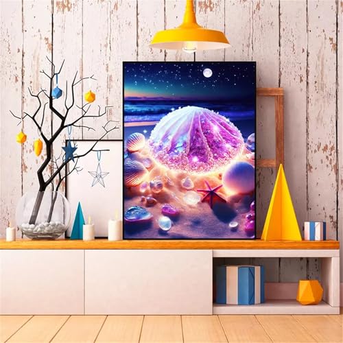 Diamond Painting Erwachsene Anfänger,5D Round Vollbohrer diamond painting set,DIY Diamant Painting Bilder Erwachsene diamant kunst Kits für Home Wanddekor,Rosa Muschel 105x135cm von Suneve