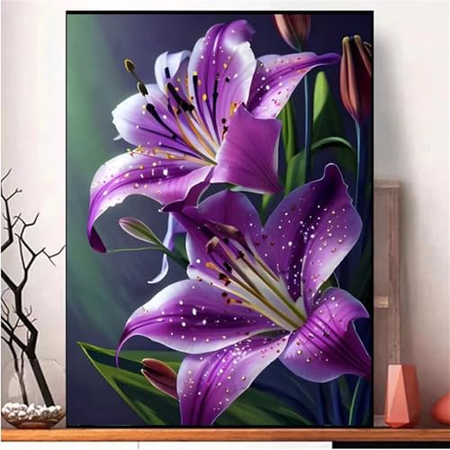 Diamond Painting Erwachsene Anfänger,5D Square Vollbohrer diamond painting set,DIY Diamant Painting Bilder Erwachsene diamant kunst Kits für Home Wanddekor,Lila Lilie 75x95cm Diamond Painting Erwachsene Anfänger,5D Square Vollbohrer diamond painting set,DIY Diamant Painting Bilder Erwachsene diamant kunst Kits für Home Wanddekor,Lila Lilie 75x95cm von Suneve