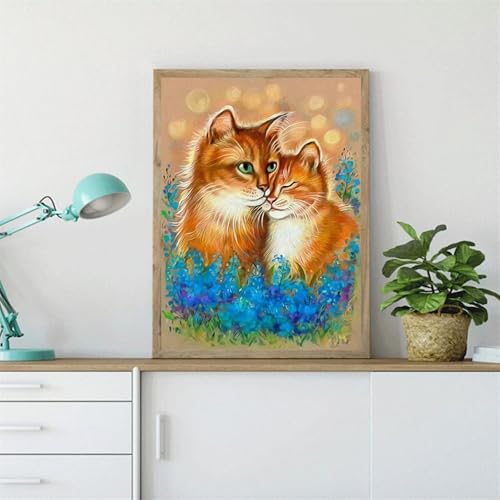 Diamond Painting Erwachsene Anfänger,5D Square Vollbohrer diamond painting set,DIY Diamant Painting Bilder Erwachsene diamant kunst Kits für Home Wanddekor,Orange Katze 85x105cm von Suneve