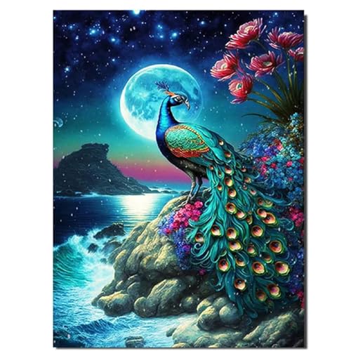 Diamond Painting Erwachsene Anfänger,5D Square Vollbohrer diamond painting set,DIY Diamant Painting Bilder Erwachsene diamant kunst Kits für Home Wanddekor,Pfau am Meeresufer 85x105cm Diamond Painting Erwachsene Anfänger,5D Square Vollbohrer diamond painting set,DIY Diamant Painting Bilder Erwachsene diamant kunst Kits für Home Wanddekor,Pfau am Meeresufer 85x105cm von Suneve