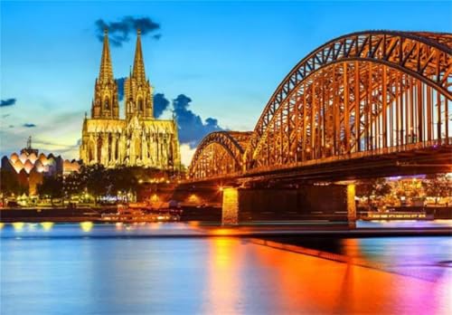Diamond Painting Kölner Dom,Diamant Painting Bilder Set für Erwachsene,Full 5D DIY Diamant Kunst Malerei Strass Stickerei Set Kreuzstich Bilder Home Wand Dekor Square Drill,90x120cm von Suneve