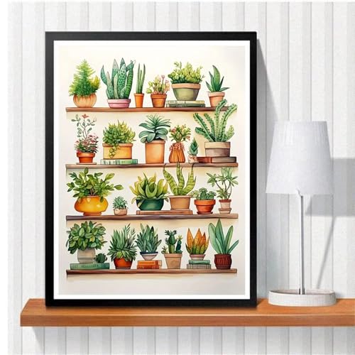 Pflanzenregal Diamond Painting für Erwachsene,5D Diamond Painting Set,DIY Full Square Diamant Malerei Stickerei Kreuzstich Bastelset für Zuhause Dekor 18x26 inch von Suneve