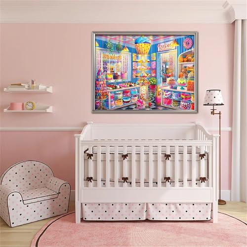 Schöne Konditorei Diamond Painting für Erwachsene,5D Diamond Painting Set,DIY Full Round Diamant Malerei Stickerei Kreuzstich Bastelset für Zuhause Dekor 26x33 inch von Suneve