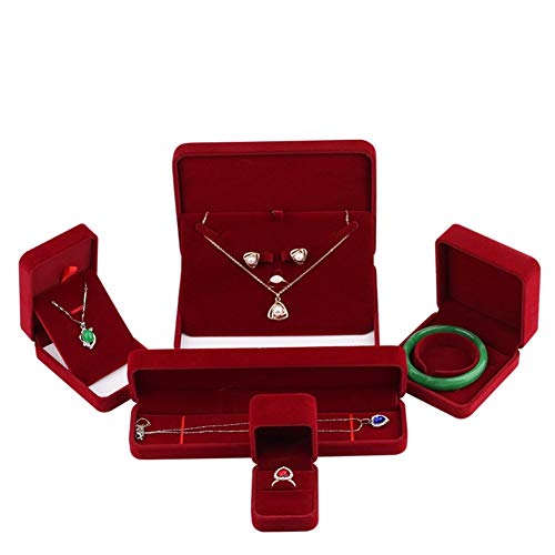 Halskette Geschenkbox schmuckkästchen mädchen Rote Schmuckschatulle Aufbewahrungsbox aus Samt Speicherorganisator Schmuckschatulle Für Ringe Set von Sunfauo