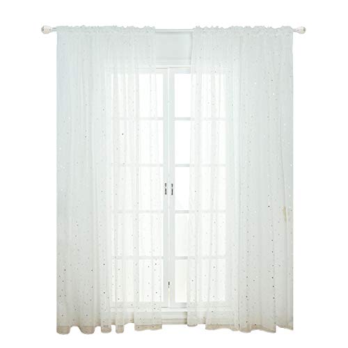 gardinen mit kräuselband gardinen kräuselband Voile Vorhang Panel Stern Sheer Vorhänge Woven net Vorhang Net vorhänge 100X270,White von Sunfauo