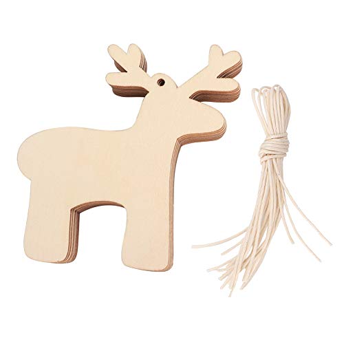 Sunicon Weihnachtsbaum-Aufhänger aus Holz, 10 Stück, Holzscheiben, Holzanhänger zum Aufhängen, Weihnachtsbaum-Anhänger, handgefertigte DIY-Hängeornamente für Weihnachten, (Each 10cm) von Sunicon