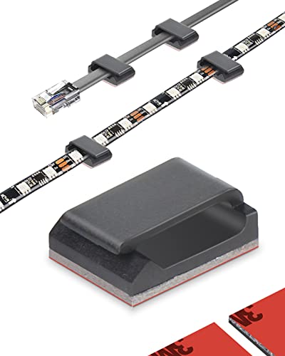 Cable Tidy Management Selbstklebende Kabelklemmen, 100Pack Klemmen Fix Led Light Clips (für 10mm (3/8") Wide Strip Light) von Sunity