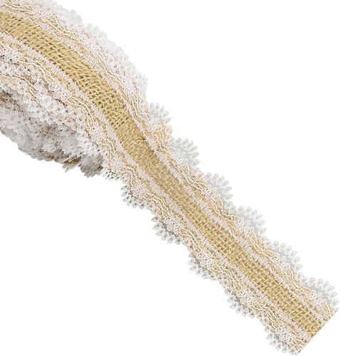 Sunjiyan Juteband mit Spitze, Jute Band Dekoband Natur, Jute Geschenkband Vintage Jute Jute Band Ideal für DIY Floristen, Hochzeiten und Weihnachten 4 Meter Sunjiyan Juteband mit Spitze, Jute Band Dekoband Natur, Jute Geschenkband Vintage Jute Jute Band Ideal für DIY Floristen, Hochzeiten und Weihnachten 4 Meter von Sunjiyan