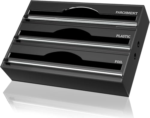 Sunkangkang Acryl-Drei-in-1-Aluminiumfolien-Spender (mit Schneidemesser), Frischhaltefolienspender, Aluminiumfolien-Spender, aus Acryl-Frischhaltefolie von Sunkangkang