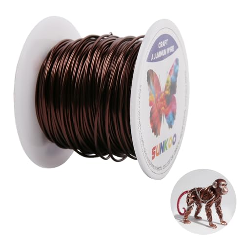 Sunkoo 18 Gauge 1 mm dunkelbrauner Aluminium-Basteldraht, biegbarer Draht für Schmuckherstellung, Modellierung, Floristik, Anker, Verpackung und Modellierprojekte von Sunkoo