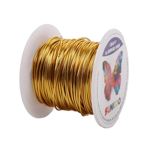Sunkoo 18 Gauge 1 mm goldener Aluminium-Basteldraht, biegbarer Draht für Schmuckherstellung, Modellierung, Floristik, Anker, Verpackung und Modellierprojekte Sunkoo 18 Gauge 1 mm goldener Aluminium-Basteldraht, biegbarer Draht für Schmuckherstellung, Modellierung, Floristik, Anker, Verpackung und Modellierprojekte von Sunkoo