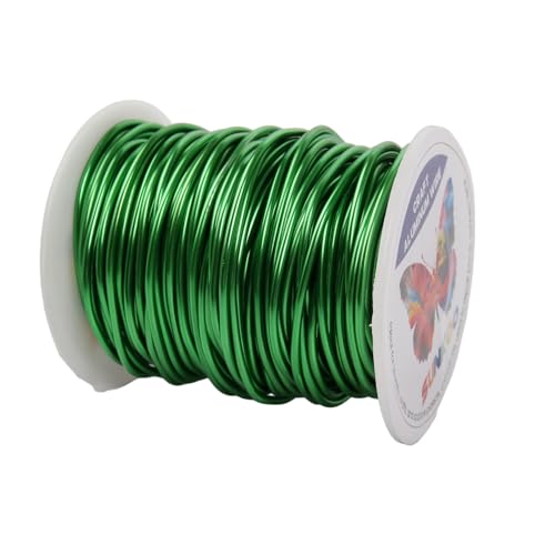 Sunkoo Aluminium-Basteldraht, 12 Gauge, 2 mm, grasgrün, 2 m, biegbarer Draht für Schmuckherstellung, Modellierung, Floristik, Anker, Verpackung und Modellierprojekte von Sunkoo