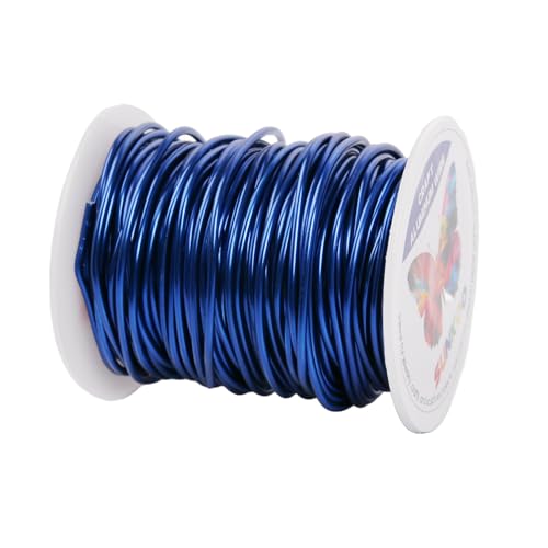 Sunkoo Aluminium-Basteldraht, 12 Gauge, 2 mm, saphirblau, 2 m, biegbarer Draht für Schmuckherstellung, Modellierung, Floristik, Anker, Verpackung und Modellierprojekte von Sunkoo