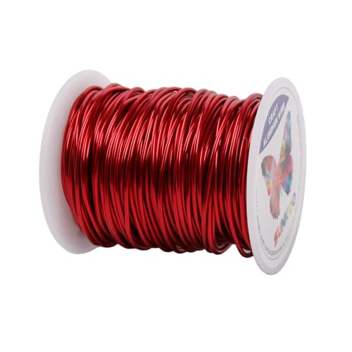 Sunkoo Aluminium-Basteldraht, 15 Gauge, 1,5 mm, Rot, 2,5 m, biegbarer Draht für Schmuckherstellung, Modellierung, Floristik, Anker, Verpackung und Modellierprojekte von Sunkoo