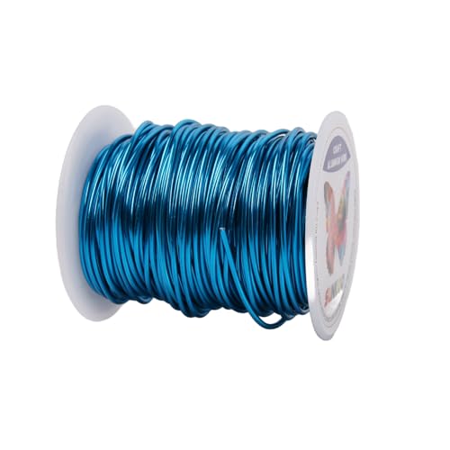 Sunkoo Aluminium-Basteldraht, 15 Gauge, 1,5 mm, Seeblau, 2,5 m lang, biegbarer Draht für Schmuckherstellung, Modellierung, Floristik, Anker, Verpackung und Modellierprojekte von Sunkoo