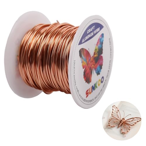 Sunkoo Aluminium-Basteldraht, 18 Gauge, 1 mm, Champagnerfarben, 2,4 m, biegbarer Draht für Schmuckherstellung, Modellierung, Floristik, Anker, Verpackung und Modellierprojekte von Sunkoo