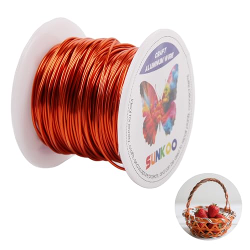 Sunkoo Aluminium-Basteldraht, 18 Gauge, 1 mm, Orange, 2,4 m, biegbarer Draht für Schmuckherstellung, Modellierung, Floristik, Anker, Verpackung und Modellierprojekte von Sunkoo