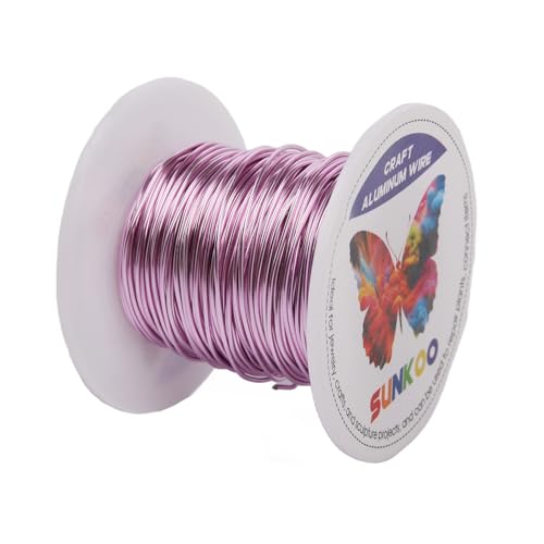 Sunkoo Aluminium-Basteldraht, 20 Gauge, 0,8 mm, Hellrosa, 2,5 m, biegbarer Draht für Schmuckherstellung, Modellierung, Floristik, Anker, Verpackung und Modellierprojekte von Sunkoo