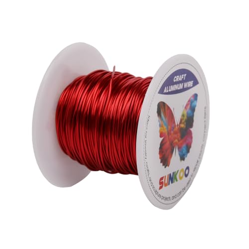 Sunkoo Aluminium-Basteldraht, 20 Gauge, 0,8 mm, Rot, 20 m, biegbarer Draht für Schmuckherstellung, Modellierung, Floristik, Anker, Verpackung und Modellierprojekte von Sunkoo
