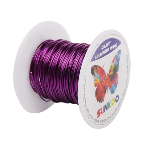 Sunkoo Aluminium-Basteldraht, 20 Gauge, 0,8 mm, biegsam, für Schmuckherstellung, Modellierung, Floristik, Anker, Verpackungen und Modellierprojekte, Violett von Sunkoo