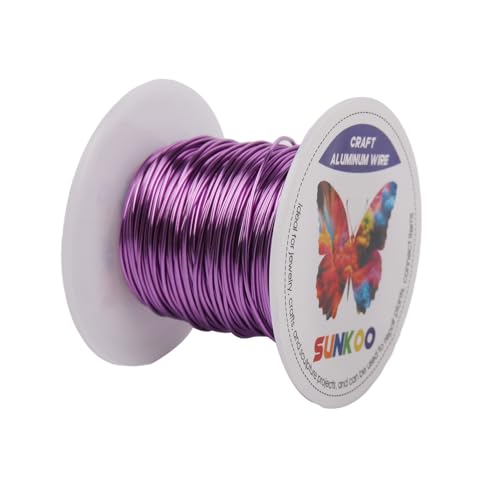 Sunkoo Aluminium-Basteldraht, 20 Gauge, 0,8 mm, fliederfarben, 20 m, biegbarer Draht für Schmuckherstellung, Modellierung, Floristik, Anker, Verpackung und Modellierprojekte von Sunkoo