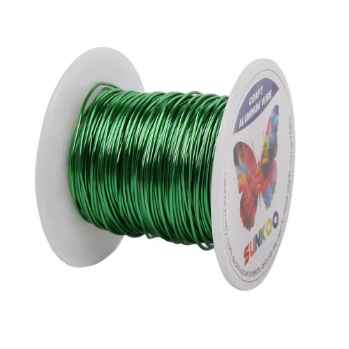Sunkoo Aluminium-Basteldraht, 20 Gauge, 0,8 mm, grasgrün, 20 m, biegbarer Draht für Schmuckherstellung, Modellierung, Floristik, Anker, Verpackung und Modellierprojekte von Sunkoo