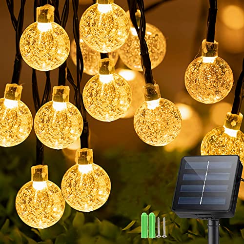 Sunlisky Solar Lichterkette Aussen, 6.5m 30 LED Kristall Kugeln, 8 Modi, Wasserdicht IP65 Solarlichterkette Außen Wetterfest Für Pavillon, Garten, Balkon, Terrasse,Goove von Sunlisky