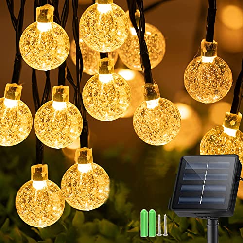 Sunlisky Solar Lichterkette Aussen, 9.5m 50 LED Kristall Kugeln, 8 Modi IP65 Solarlichterkette Außen Wetterfest Für Pavillon, Garten, Balkon,Terrasse von Sunlisky