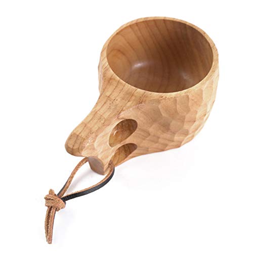 Handgefertigte Kuksa-Tasse Im Nordischen Stil Aus Holz, Tragbare Outdoor-Camping-Trinkbecher Traditionelle Kaffeetasse Mit Lederband Für Rucksacktouren Camping Wandern Survival Teacup von Sunnyushine