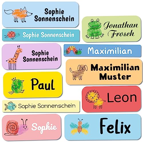 216 Stück personalisierte Namensaufkleber für Stifte, Kugelschreiber. Fingerprint Sticker für Kinder, Schule und Kindergarten.Zum Markieren von Gegenständen. (Bundle) von Sunnywall