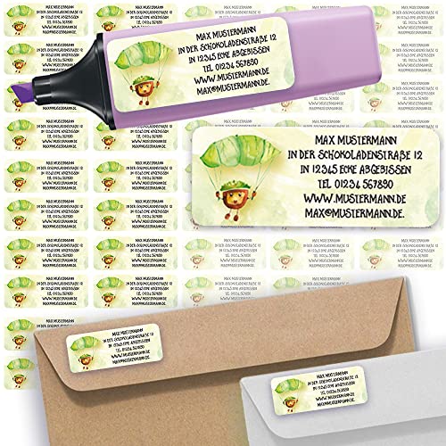 Adress-Etiketten - Adress-Aufkleber Sticker Namensaufkleber mit Ihrem Wunschtext 57x 23mm, für 1 bis 5 Zeilen Text - 45 Stück – 45 Hintergründe zur Auswahl (12 Kastanie Chestnut) von Sunnywall