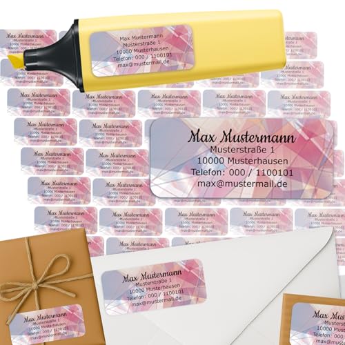 Adress-Etiketten - Adress-Aufkleber Sticker Namensaufkleber mit Ihrem Wunschtext 57x 23mm, für 1 bis 5 Zeilen Text - 45 Stück 45 Hintergründe zur Auswahl (17 Modern Abstrakt abstract) von Sunnywall
