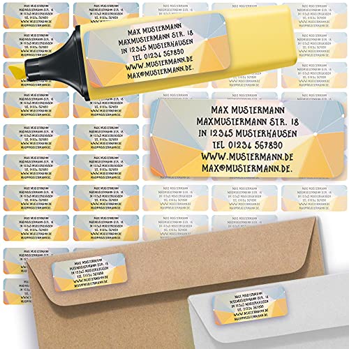 Adress-Etiketten - Adress-Aufkleber Sticker Namensaufkleber mit Ihrem Wunschtext 57x 23mm, für 1 bis 5 Zeilen Text - 45 Stück – 45 Hintergründe zur Auswahl (18 Modern Abstrakt abstract) von Sunnywall