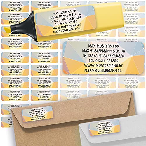 Adress-Etiketten - Adress-Aufkleber Sticker Namensaufkleber mit Ihrem Wunschtext 57x 23mm, für 1 bis 5 Zeilen Text - 45 Stück 45 Hintergründe zur Auswahl (18 Modern Abstrakt abstract) von Sunnywall