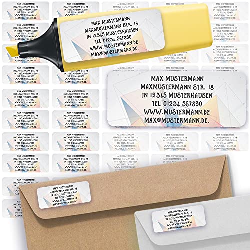 Adress-Etiketten - Adress-Aufkleber Sticker Namensaufkleber mit Ihrem Wunschtext 57x 23mm, für 1 bis 5 Zeilen Text - 45 Stück – 45 Hintergründe zur Auswahl (21 Modern Abstrakt abstract) von Sunnywall