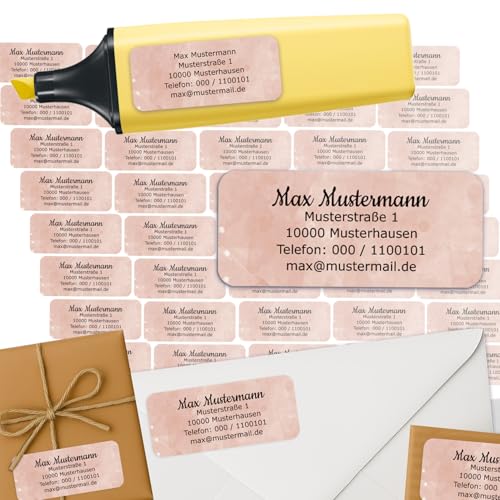 Adress-Etiketten - Adress-Aufkleber Sticker Namensaufkleber mit Ihrem Wunschtext 57x 23mm, für 1 bis 5 Zeilen Text - 45 Stück 45 Hintergründe zur Auswahl (32 Watercolor) von Sunnywall