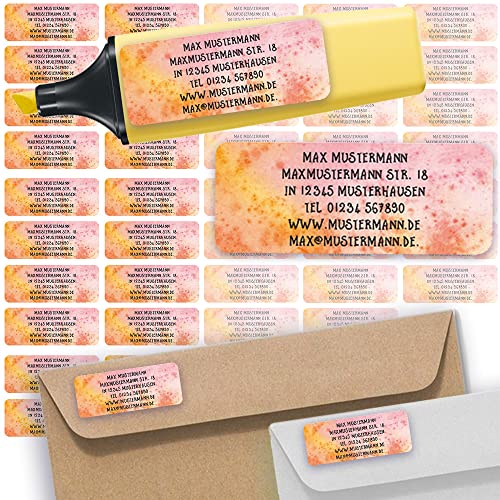 Adress-Etiketten - Adress-Aufkleber Sticker Namensaufkleber mit Ihrem Wunschtext 57x 23mm, für 1 bis 5 Zeilen Text - 45 Stück – 45 Hintergründe zur Auswahl (35 Watercolor) von Sunnywall