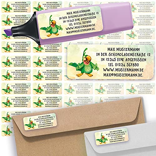 Adress-Etiketten - Adress-Aufkleber Sticker Namensaufkleber mit Ihrem Wunschtext 57x 23mm, für 1 bis 5 Zeilen Text - 45 Stück 45 Hintergründe zur Auswahl (39 Papagei Parrot) von Sunnywall