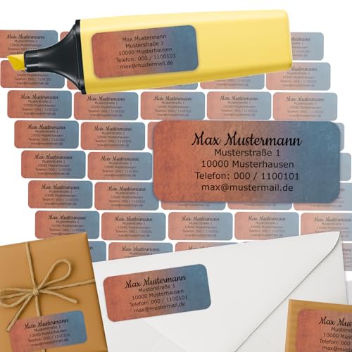 Adress-Etiketten - Adress-Aufkleber Sticker Namensaufkleber mit Ihrem Wunschtext 57x 23mm, für 1 bis 5 Zeilen Text - 45 Stück 45 Hintergründe zur Auswahl (45 Verlauf course) von Sunnywall