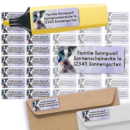 Adress-Etiketten - Adress-Aufkleber Sticker mit Ihrem Wunschtext 53x 21mm, für 1 bis 5 Zeilen Text – 110 Stück – 38 Hintergründe zur Auswahl (04 Pattern Striche) von Sunnywall