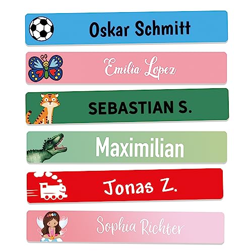 Sunnywall® Stifteaufkleber Gemischte Motive Namensaufkleber Kinder Schule 72 Stück Aufkleber für Stifte Namensetiketten Etiketten | schmale 49x7,5mm Kita Schulanfang von Sunnywall