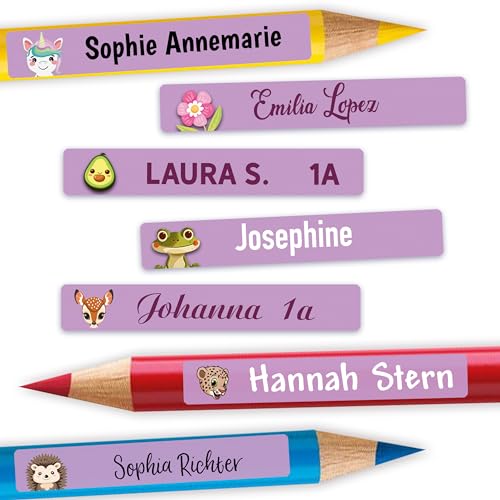 Sunnywall® 72 bis 216 Stück Namensaufkleber Kinder für Schule Kita "Lavendel lila" - Personalisierte Aufkleber, Ideal für Stifte & Schulsachen, Made in Germany von Sunnywall