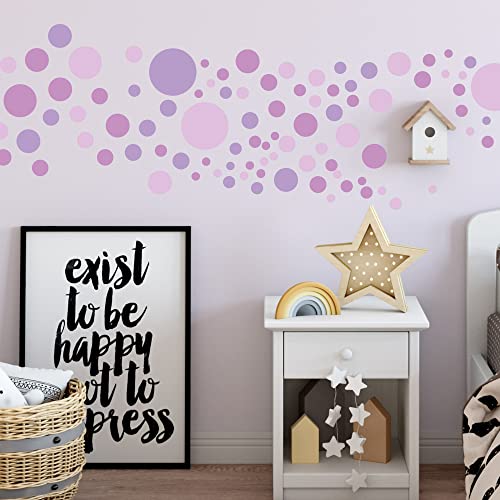 Sunnywall® 130 bunte Wandtattoo Kreise als Sticker Set für Baby- & Kinderzimmer - Punkt-Dots als Klebepunkte in verschiedenen Farben - Wandaufkleber für eine individuelle Wandgestaltung Lila von Sunnywall