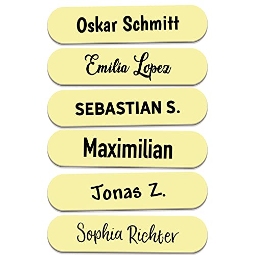 Sunnywall® 55-1920 Stück Namensaufkleber selbstklebend 36x7,7 mm für Büro, Verein, Schule, Kindergarten Organisation Beschriftung Aufkleber Etikette (Pastellgelb) von Sunnywall