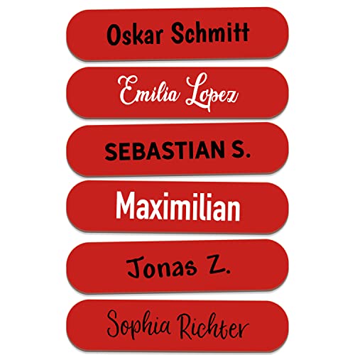 Sunnywall® 55-1920 Stück Namensaufkleber selbstklebend 36x7,7 mm für Büro, Verein, Schule, Kindergarten Organisation Beschriftung Aufkleber Etikette (rot-red) von Sunnywall